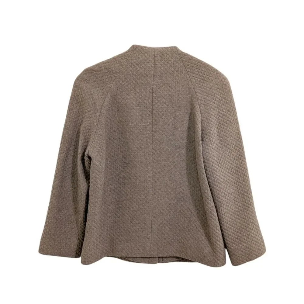 Escada Elements Taupe Diamond Quilted Cashmere Jacket Size 34 US Small